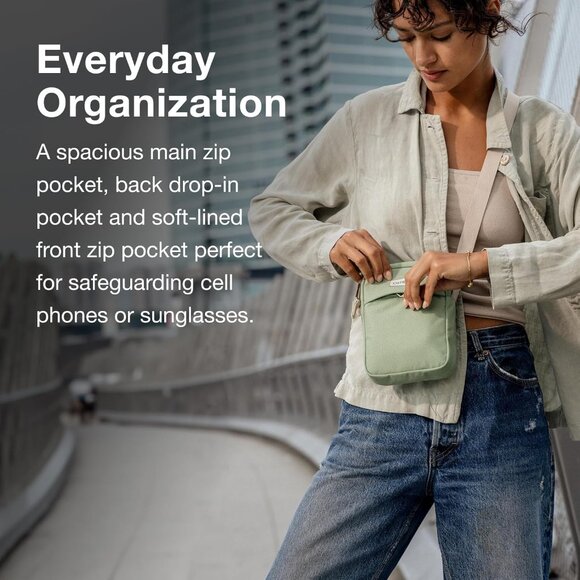 Small Crossbody Bag Recycled Fabric Unisex Multiple Pockets Daily Use - Picture 4 of 13